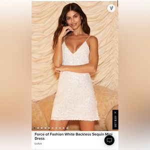 Small white backless sequins dress from Lulus